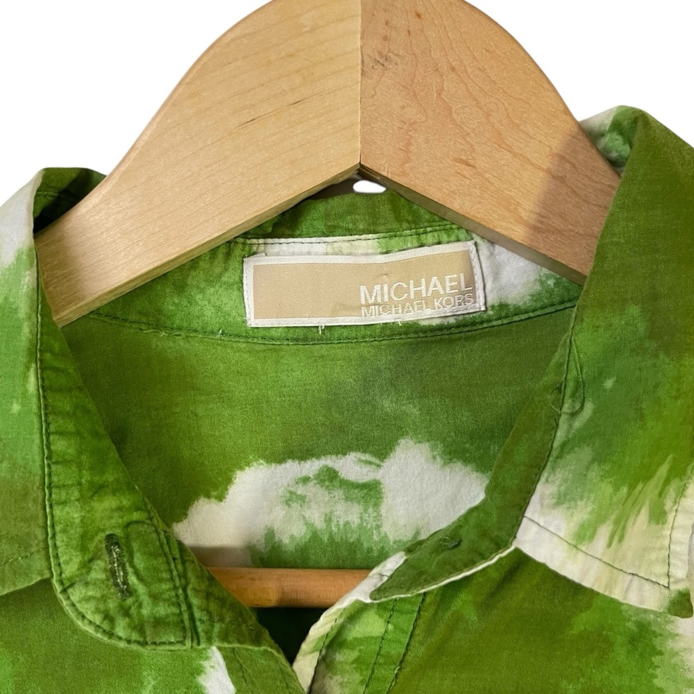 Michael Kors Green Tie Dye Button Down Shirt Lightweight Casual Resort Top S * - Picture 9 of 11